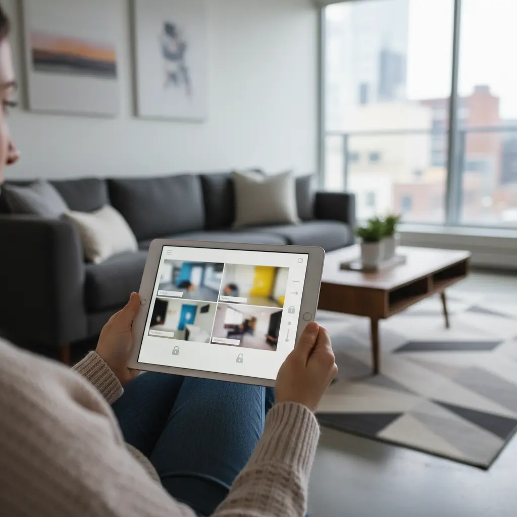 Tablet mit Smart-Home-Sicherheitsapp